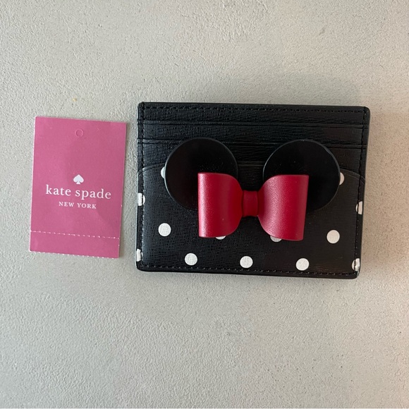 Kate Spade Minnie Mouse ears and red bow polka dot card holder wallet - Picture 2 of 3